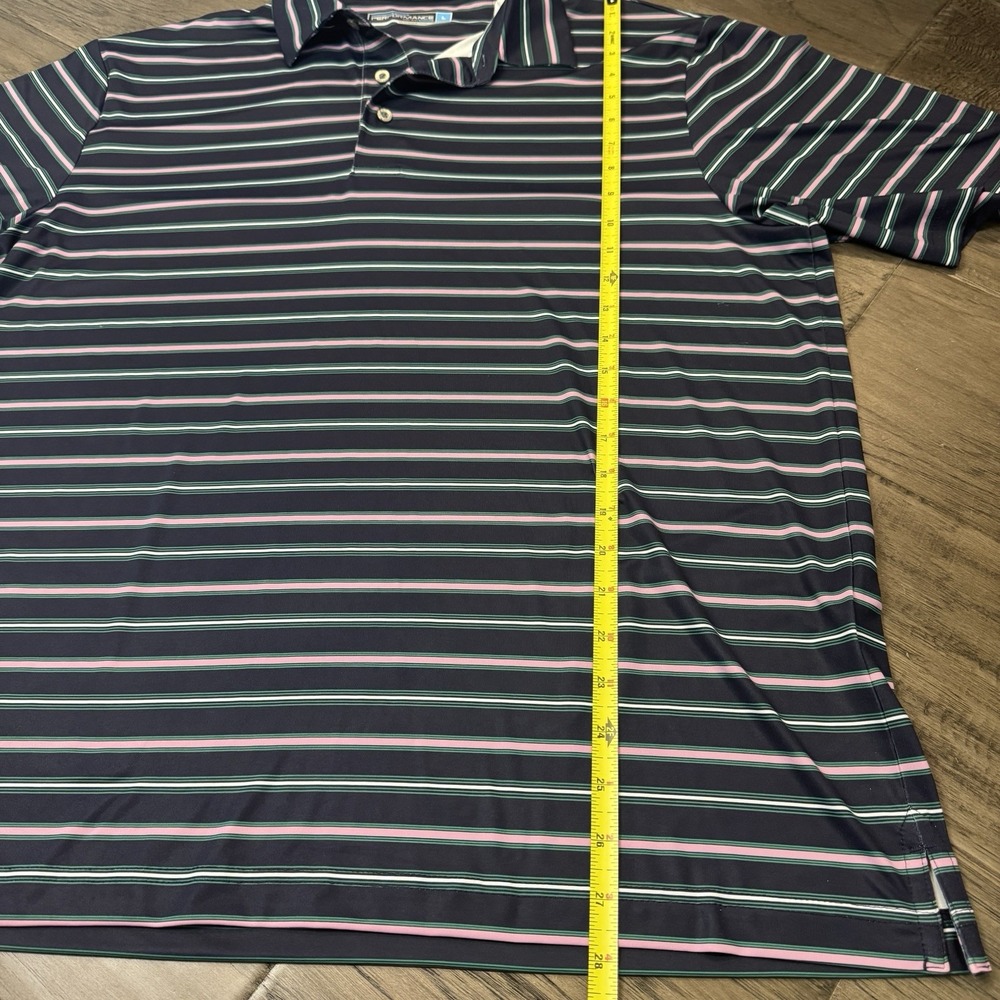 Roundtree And Yorke Performance Striped Short Sleeve Golf Polo Shirt Men's SZ L - Picture 5 of 8